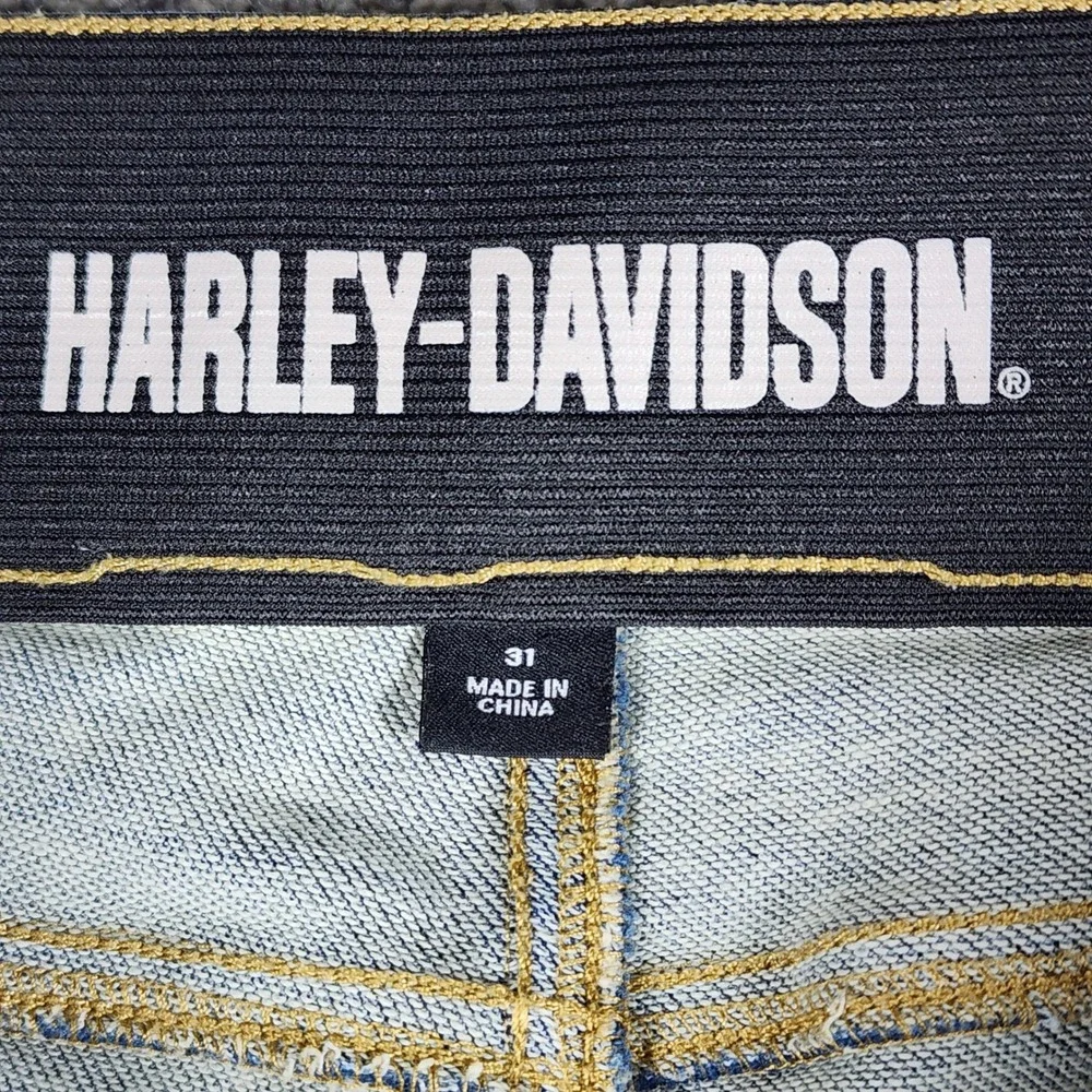 Harley Davidson Boot Cut Jeans Womens 31 Blue Pull On Stretch Denim - Never Worn